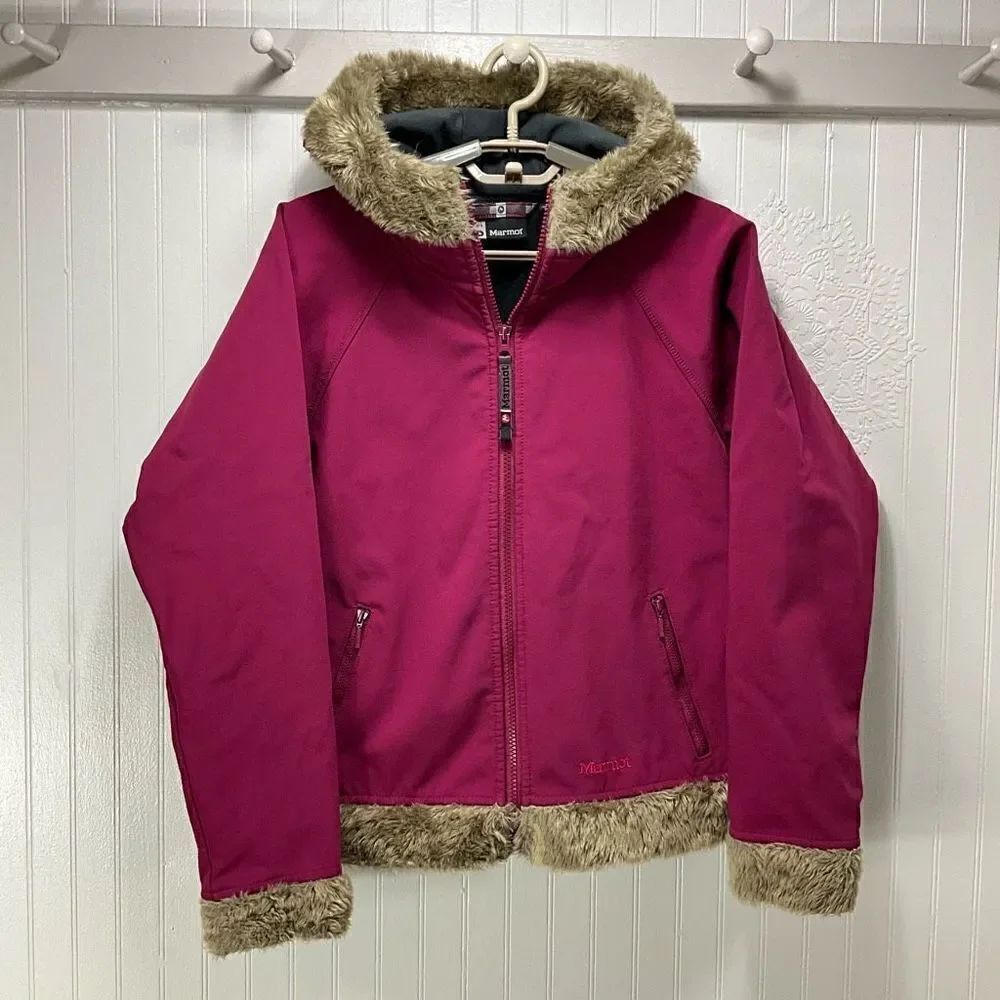 MARMOT Soft Shell Jacket with Faux Fur Trim and Hood